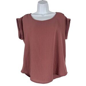 Olive & Oak Womens Mauve Short Sleeve Keyhole Blouse Size M